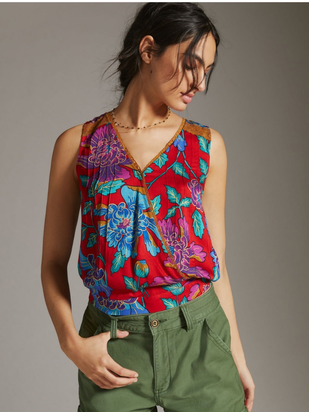 Like New! Anthro TINY “Rain Scarf Wrap Top” Floral Tank (Large)